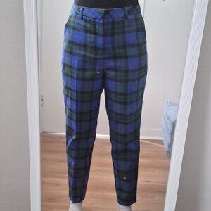 Simons Twik colourful blue and green plaid dress pants, size 9, like new